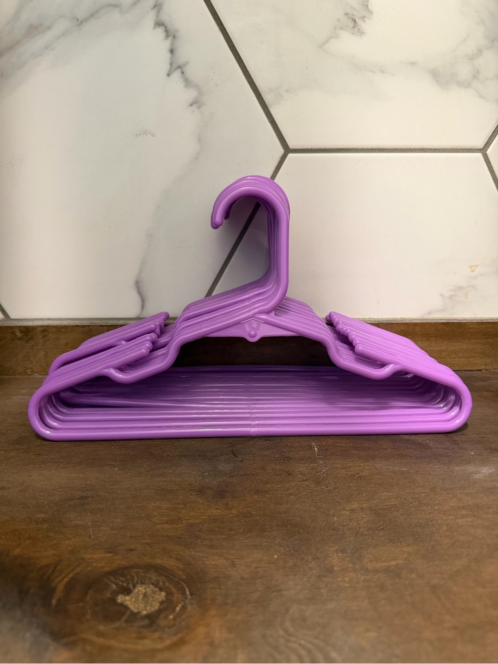 Kids Set of Purple Plastic Clothes Hangers
